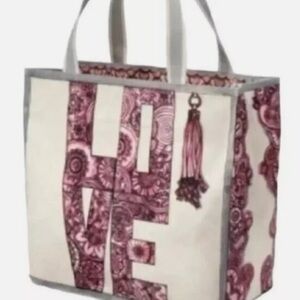 Brighton‎ Cream and Pink Tote Bag with Decorative Tassel
